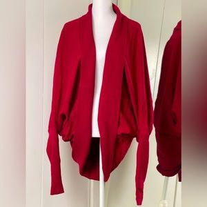 Norma Kamali Batwing Sleeve Cardigan in Deep Red